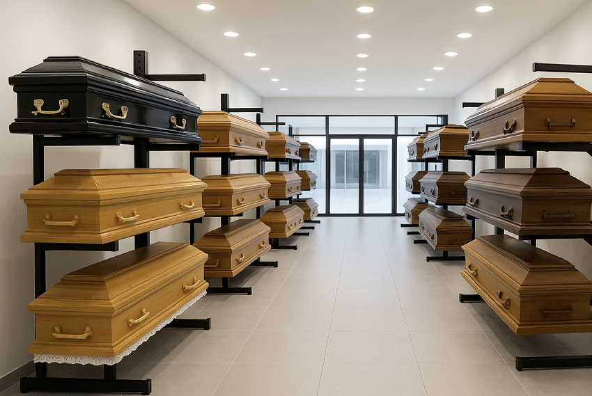 Coffin Racks in exhibition hall