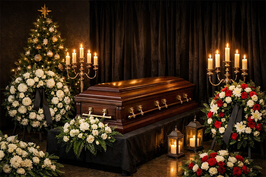 Attrezzatura per la cappella funebre durante le festività natalizie